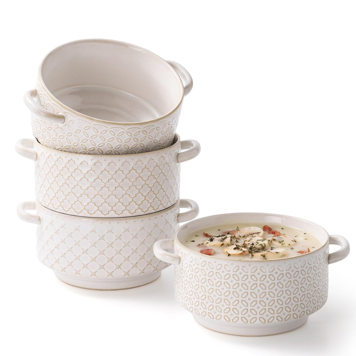 DOWAN soup bowls with handles shown for easy hot-serving grip