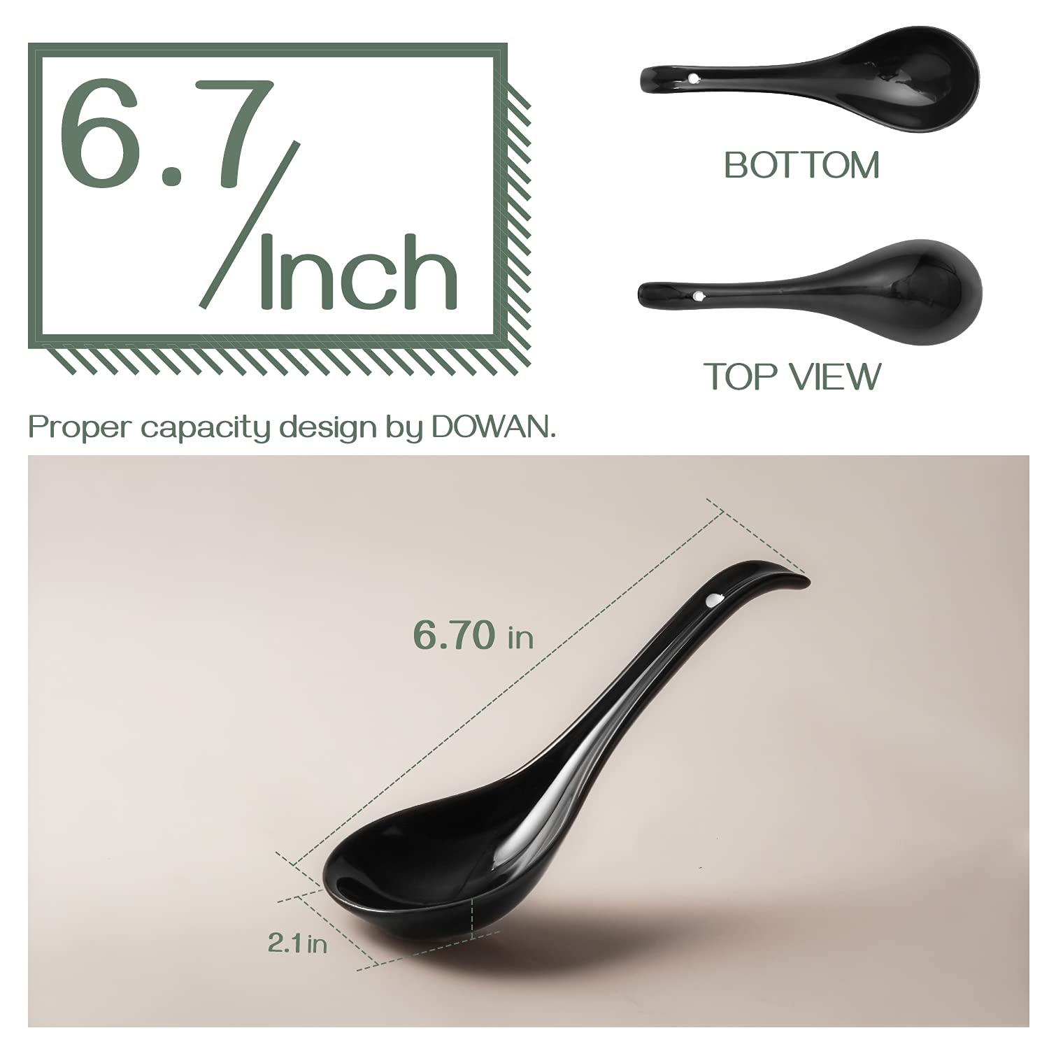DOWAN set of 6 porcelain spoons for family meals.