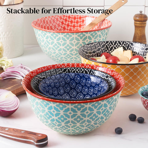 Dowan stackable design keeps cabinets tidy and cleanup quick.