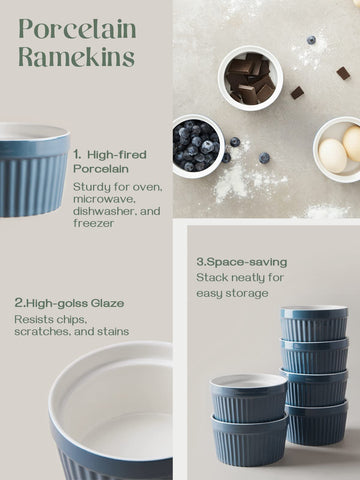 DOWAN stackable ramekins save space with stable, non-wobble stacking