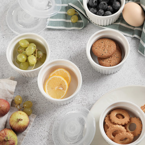 DOWAN stackable ramekins that save cabinet space.