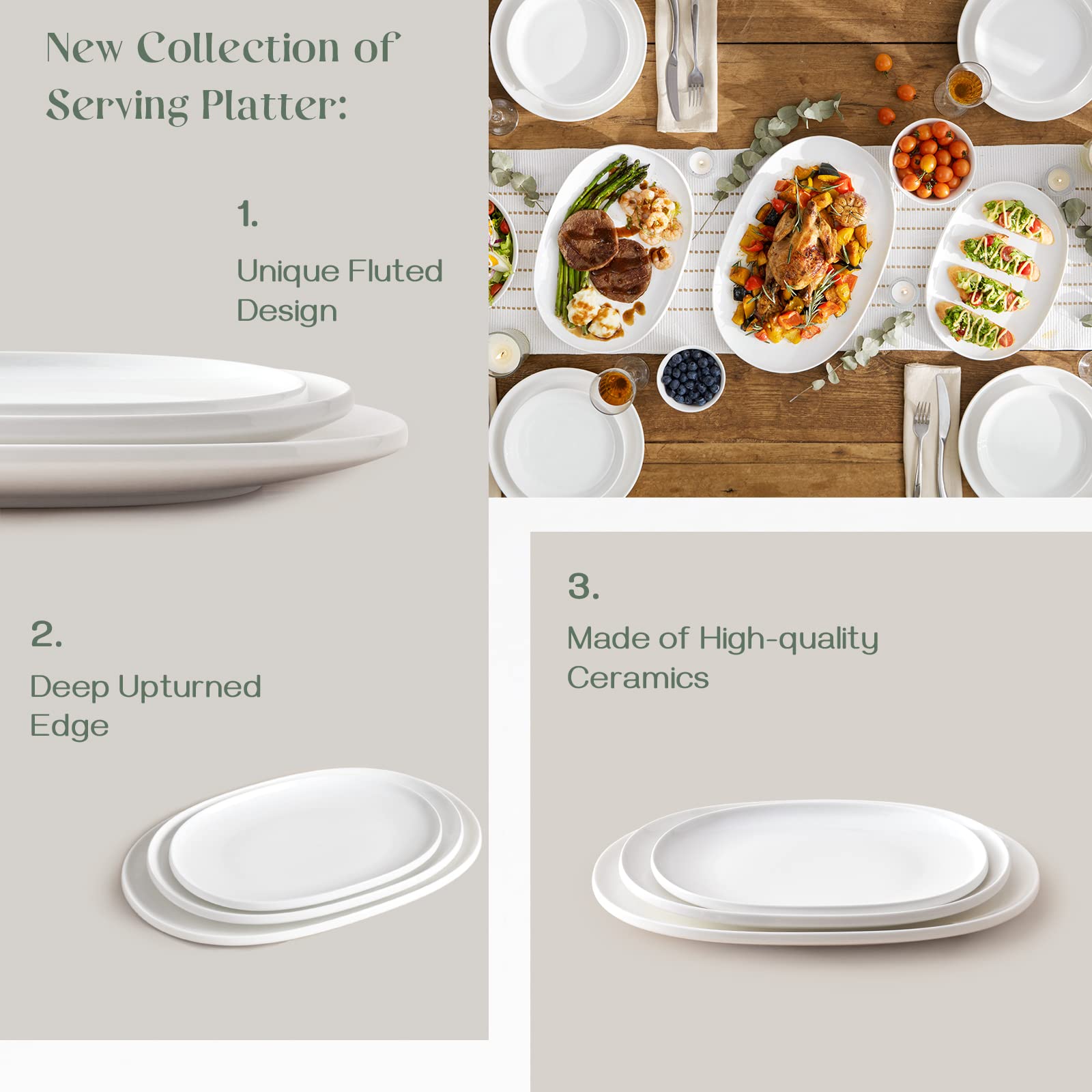 DOWAN stackable white platters save cupboard space.