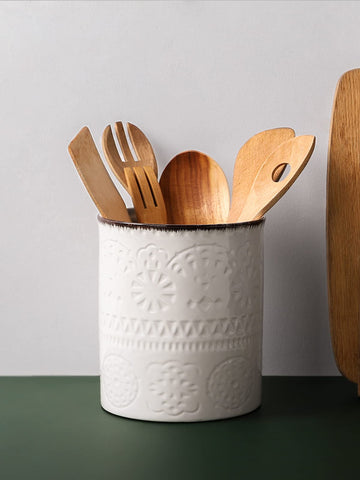 DOWAN utensil holder with dimpled imprint adding farmhouse charm
