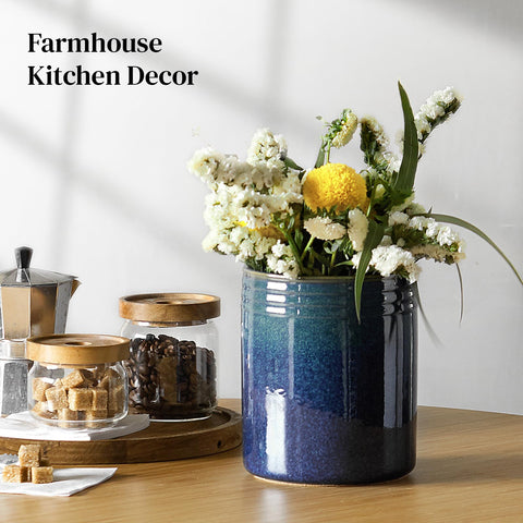 DOWAN vintage-inspired utensil crock adds rustic charm.