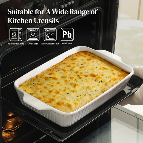 DOWAN white ceramic bakeware is elegant and durable.
