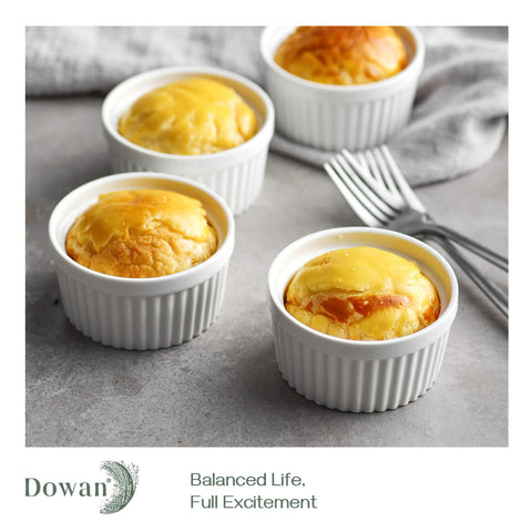 DOWAN white porcelain ramekins showcasing clean, durable dinnerware.