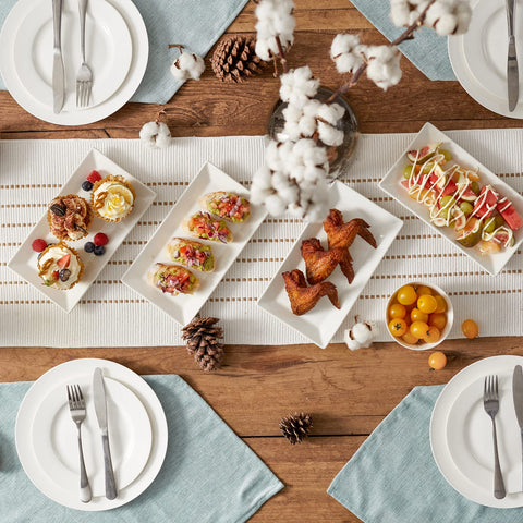 DOWAN white porcelain serving platter ideal for sushi, meat, or party spreads.
