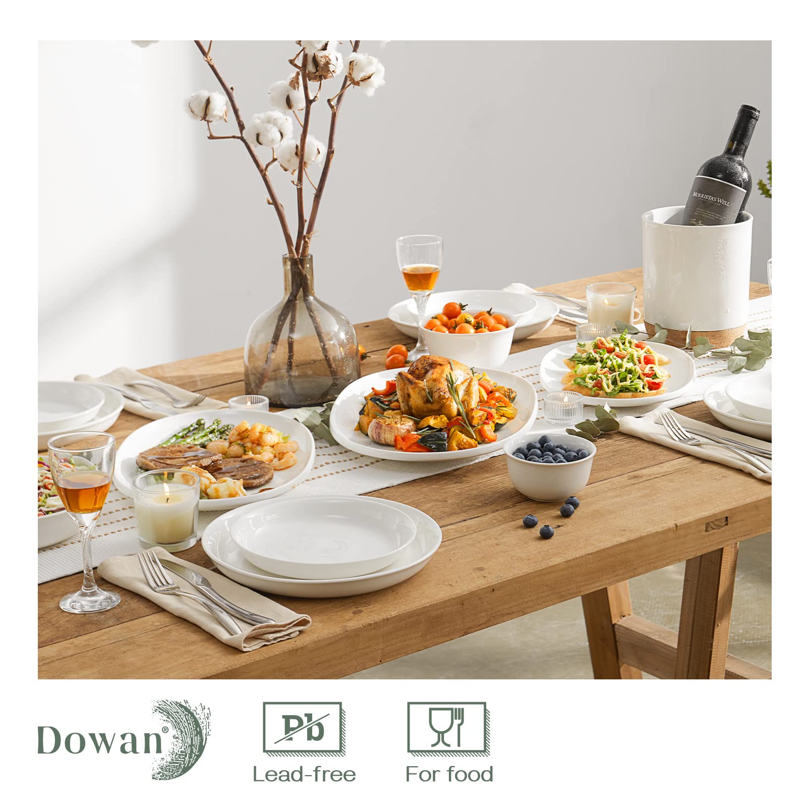 DOWAN three-piece white porcelain set for versatile entertaining.