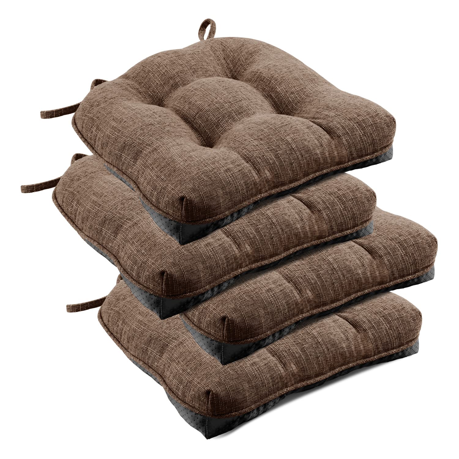 downluxe chair cushion with tufted brown front for comfortable dining