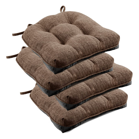 downluxe chair cushion with tufted brown front for comfortable dining