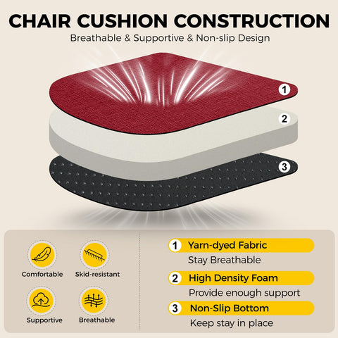 Downluxe cushions with anti-slip bottom stay in place during meals