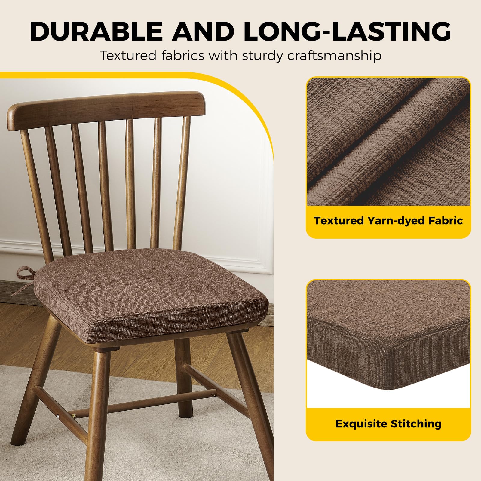 Downluxe easy-care chair pad wipes clean for everyday use.