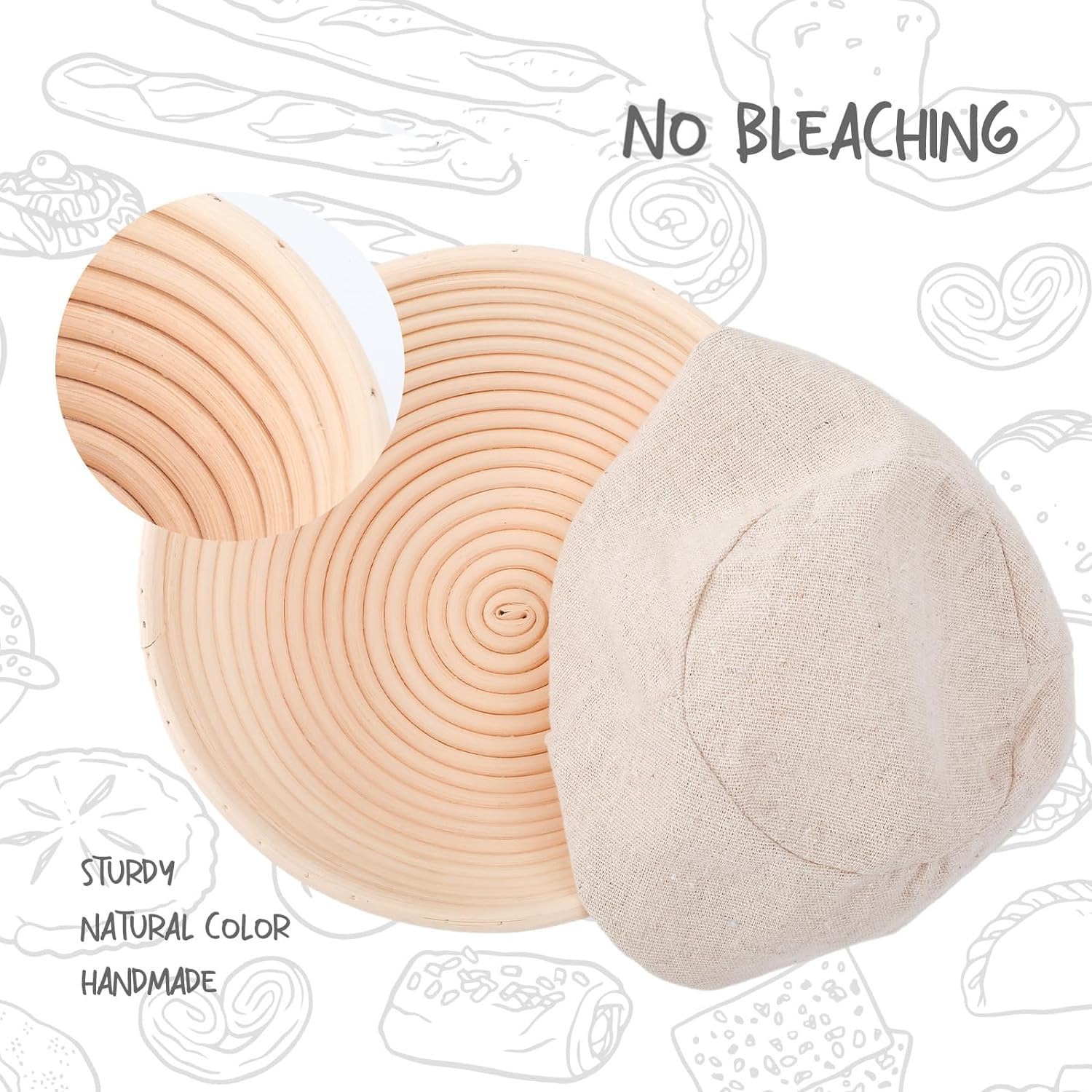 DOYOLLA bread baking setup with round baskets and liners