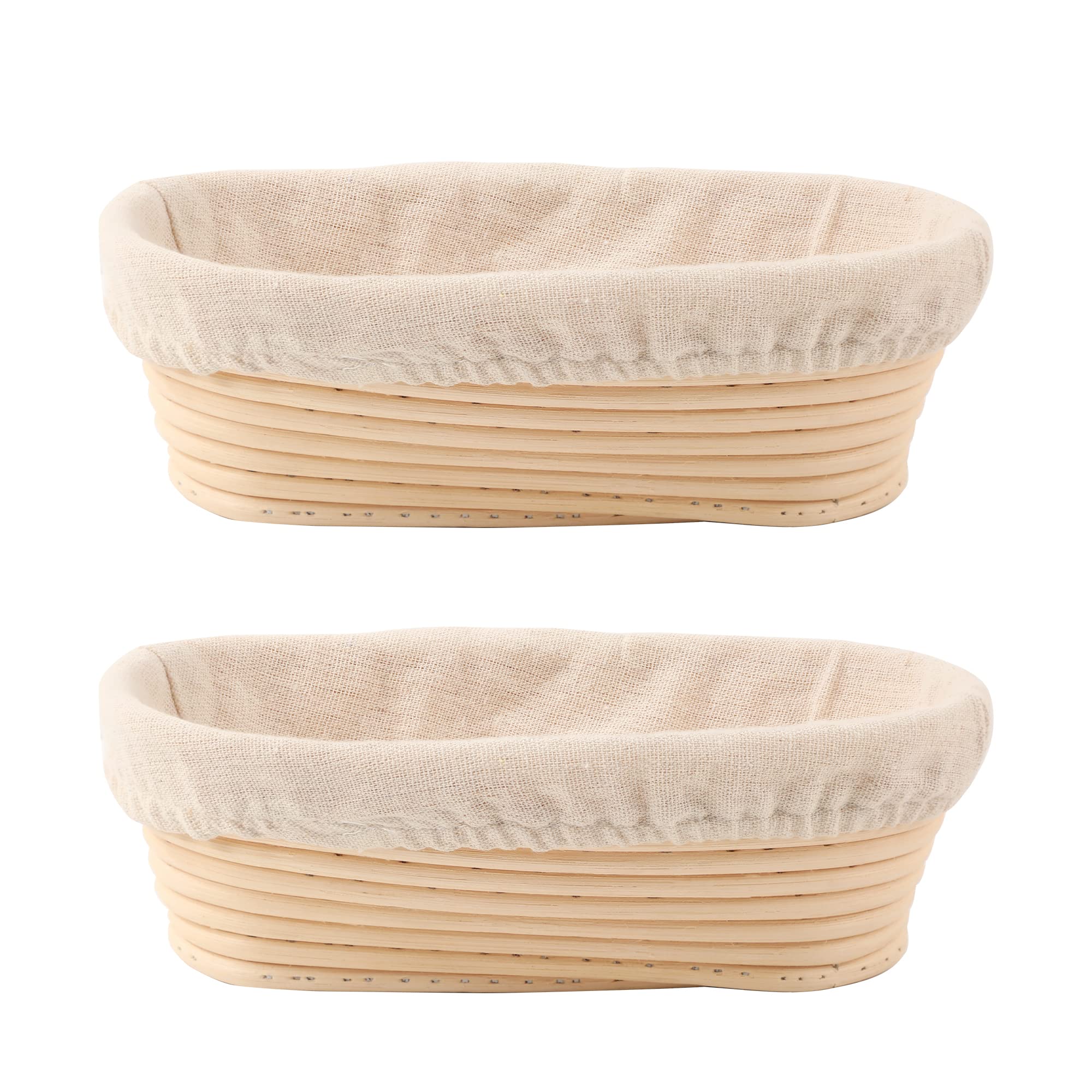 DOYOLLA bread proofing baskets set of 2, oval 10 inch, for artisan dough rise.