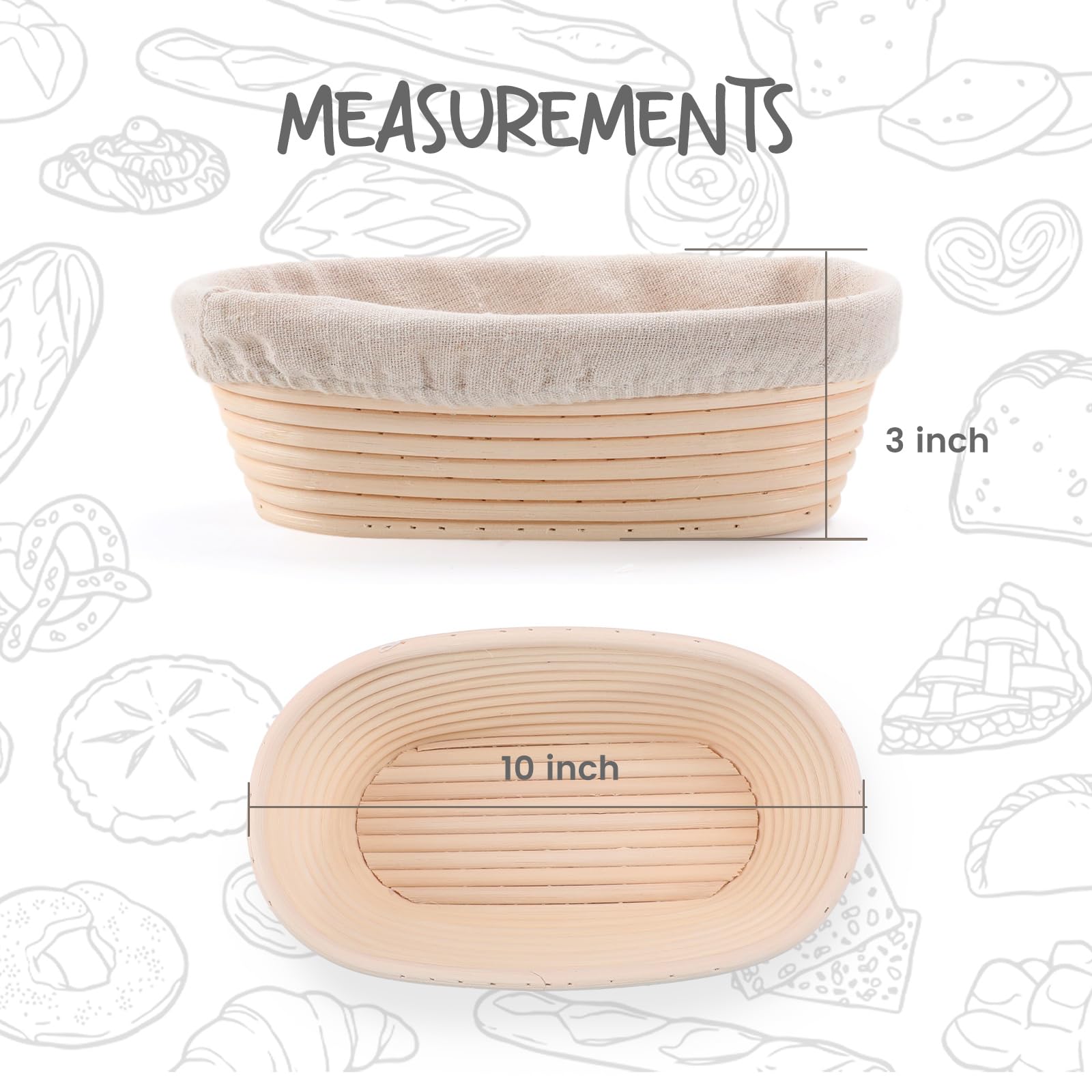 DOYOLLA bread proofing basket natural rattan texture suitable for rustic baking.