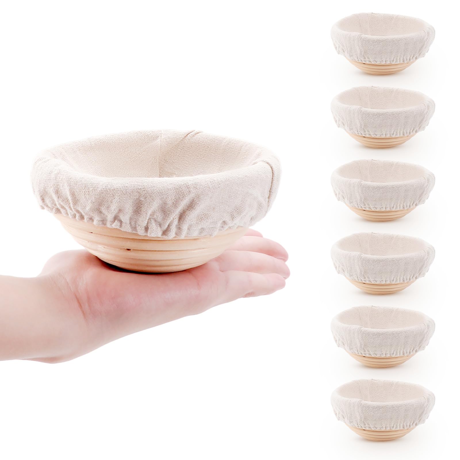 DOYOLLA mini bread proofing basket 5-inch with liner for artisanal sourdough.