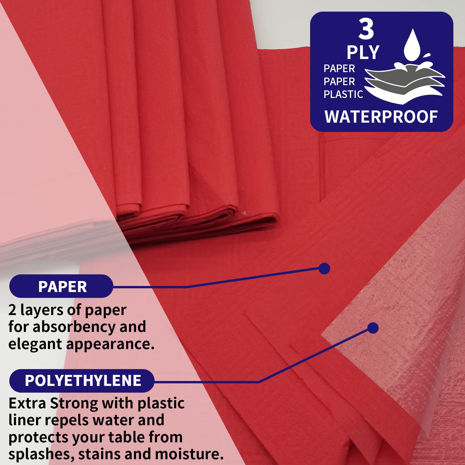 Dozobeede rectangular table cover with plastic backing protects surfaces.