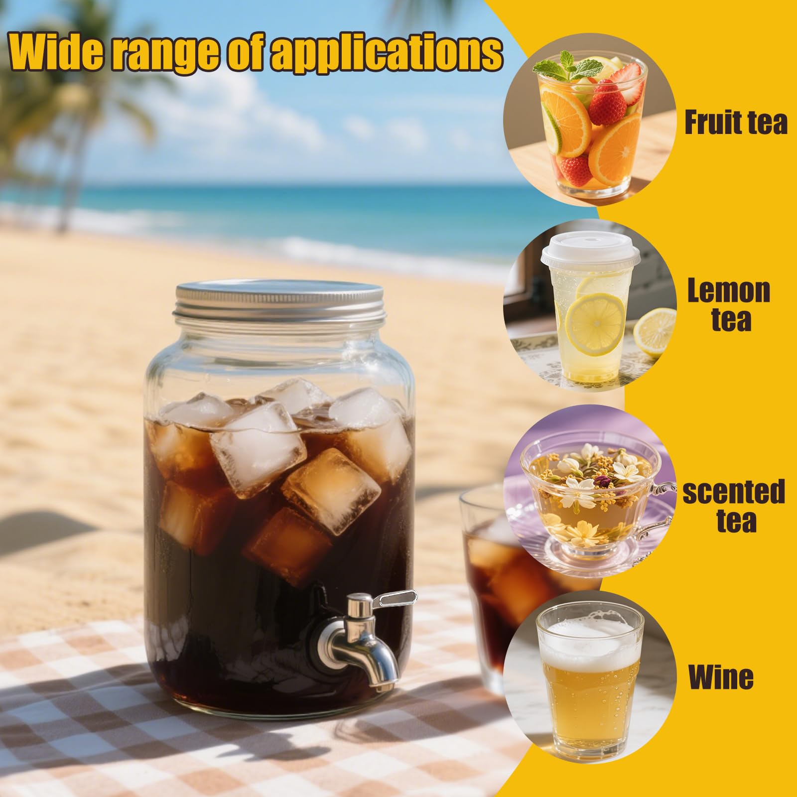 DQAXP 2-gallon capacity ideal for lemonade and sun tea gatherings.