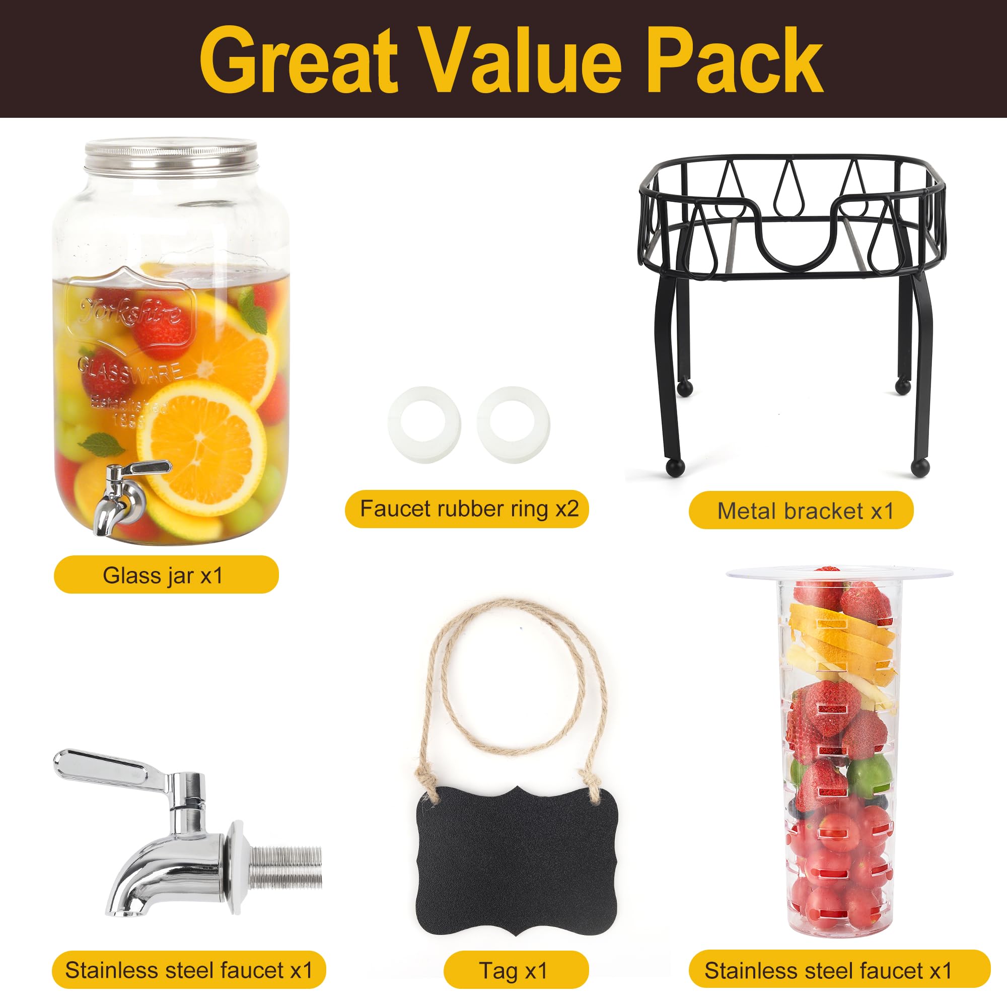 DQAXP beverage dispenser clear glass at a bright party setup for juice or tea.