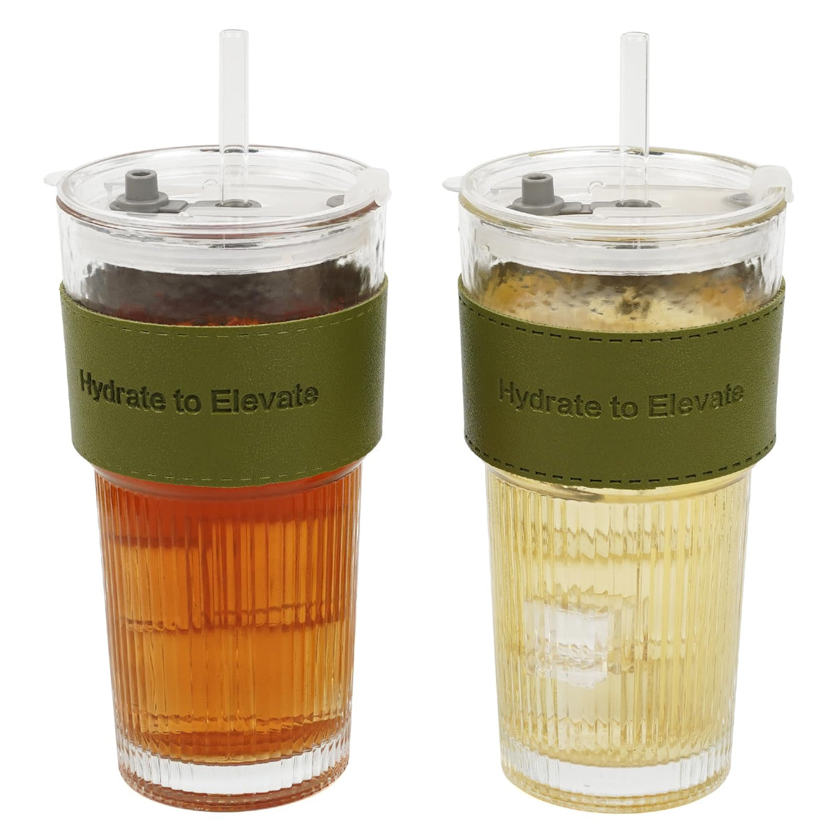 DQUKRQW 20oz glass tumbler with lid and straw for spill-free on-the-go