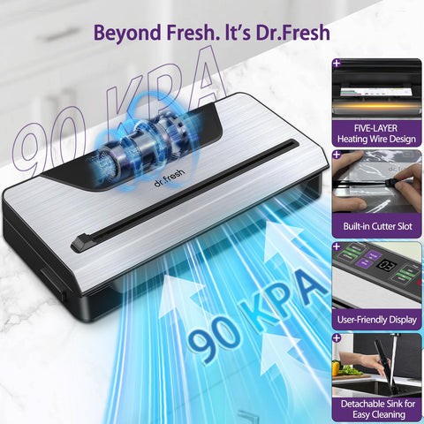 DR.Fresh includes bags and accessories for immediate sealing and meal prep.