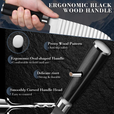 Dragon Creek Crinkle Cutter ergonomic handle provides comfortable, non-slip control.
