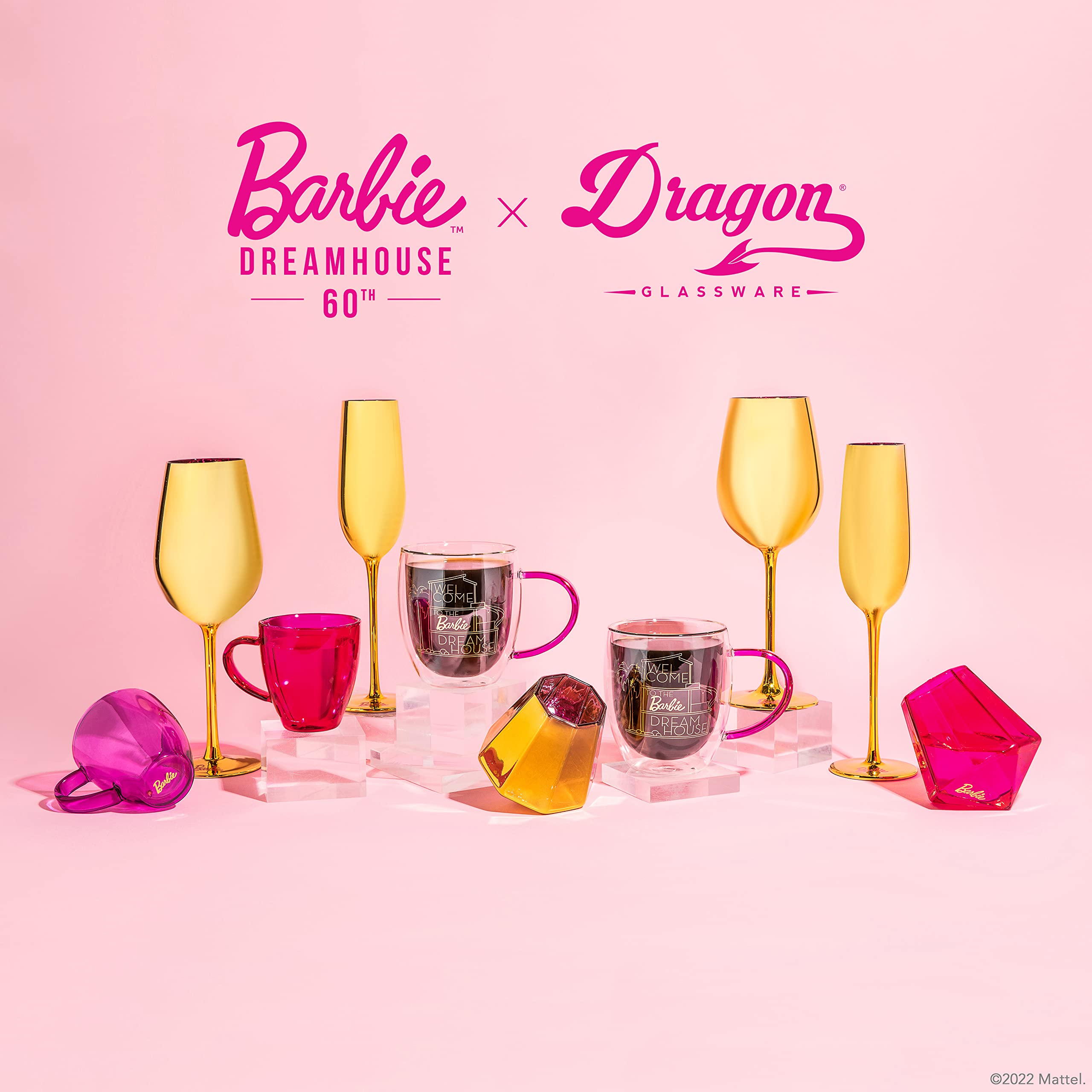Dragon Glassware Barbie as seen in Barbie Movie wine glasses for collecting.