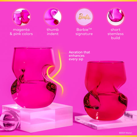 Dragon Glassware Barbie finger indentations offer comfortable grip during toasts