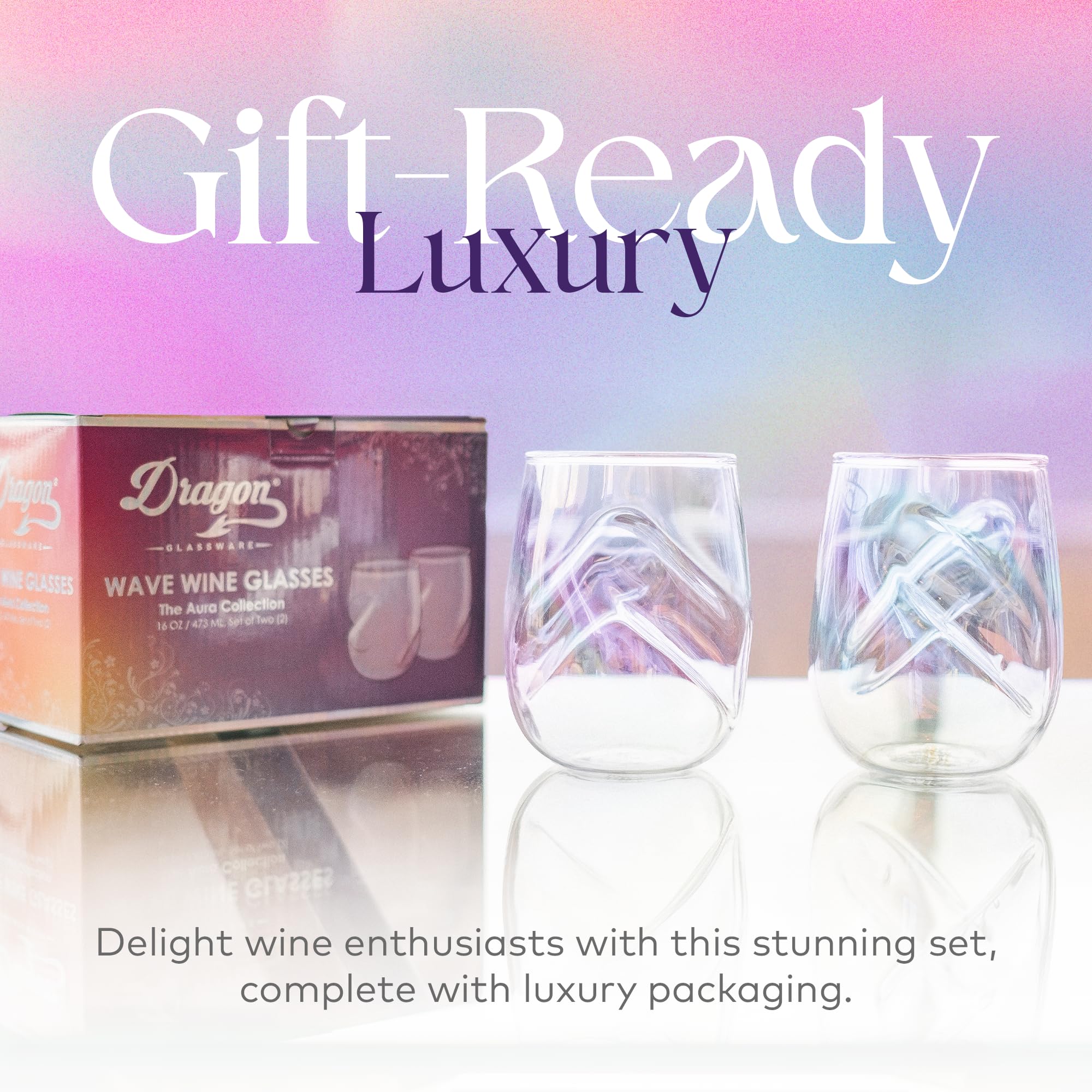 Dishwasher-safe and freezer-friendly stemless glasses designed for daily use.