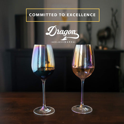 Dragon Glassware elegant iridescent wine glasses complement celebrations beautifully.