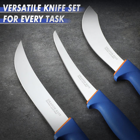 DRAGON RIOT 3Pcs set includes 6-inch skinning knife for clean meat prep