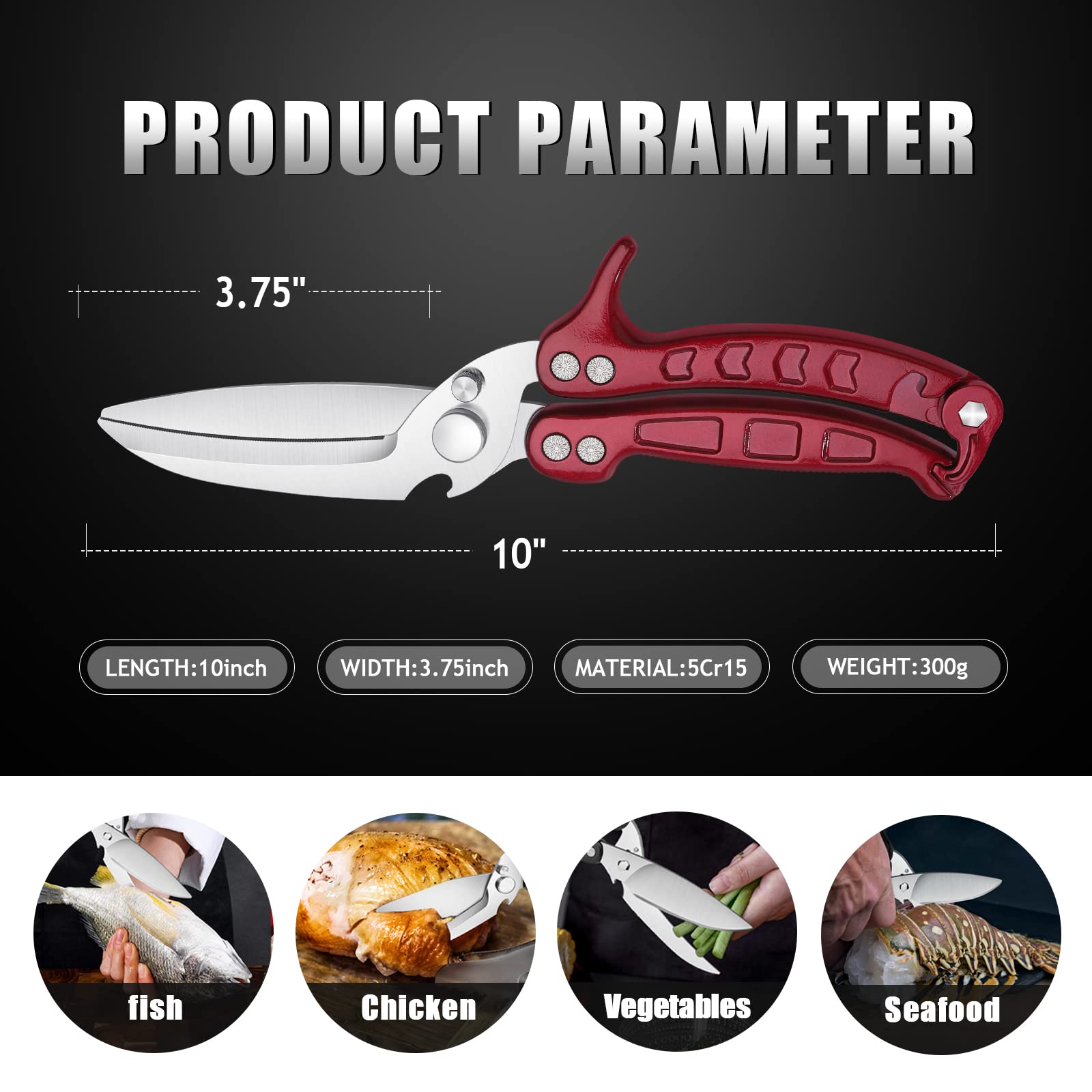 DRAGON RIOT heavy-duty poultry shears built-in bottle opener for quick openings