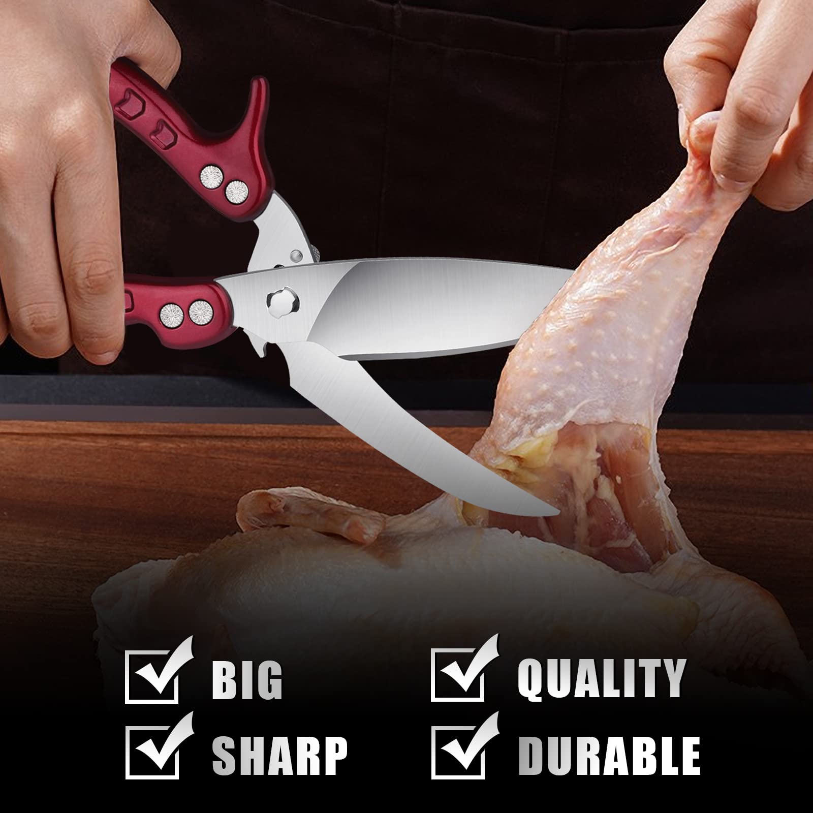 DRAGON RIOT heavy-duty poultry shears micro-serrated edges prevent slips