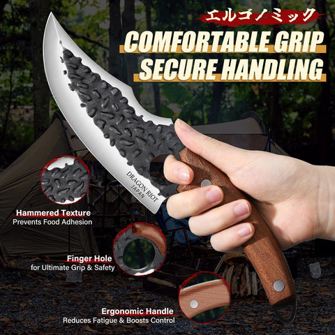Dragon Riot Viking Knife outdoor camping use on a camp table