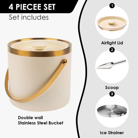 DRAMNYO ice bucket includes an ice drain and scoop for convenient ice handling