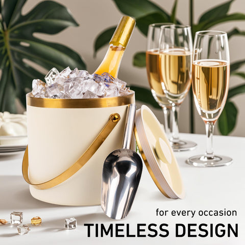 DRAMNYO stainless steel ice bucket with mirror finish for durable bar accessory