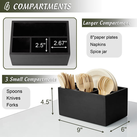 DRASTAR black silverware holder on a clean countertop with a minimalist design.