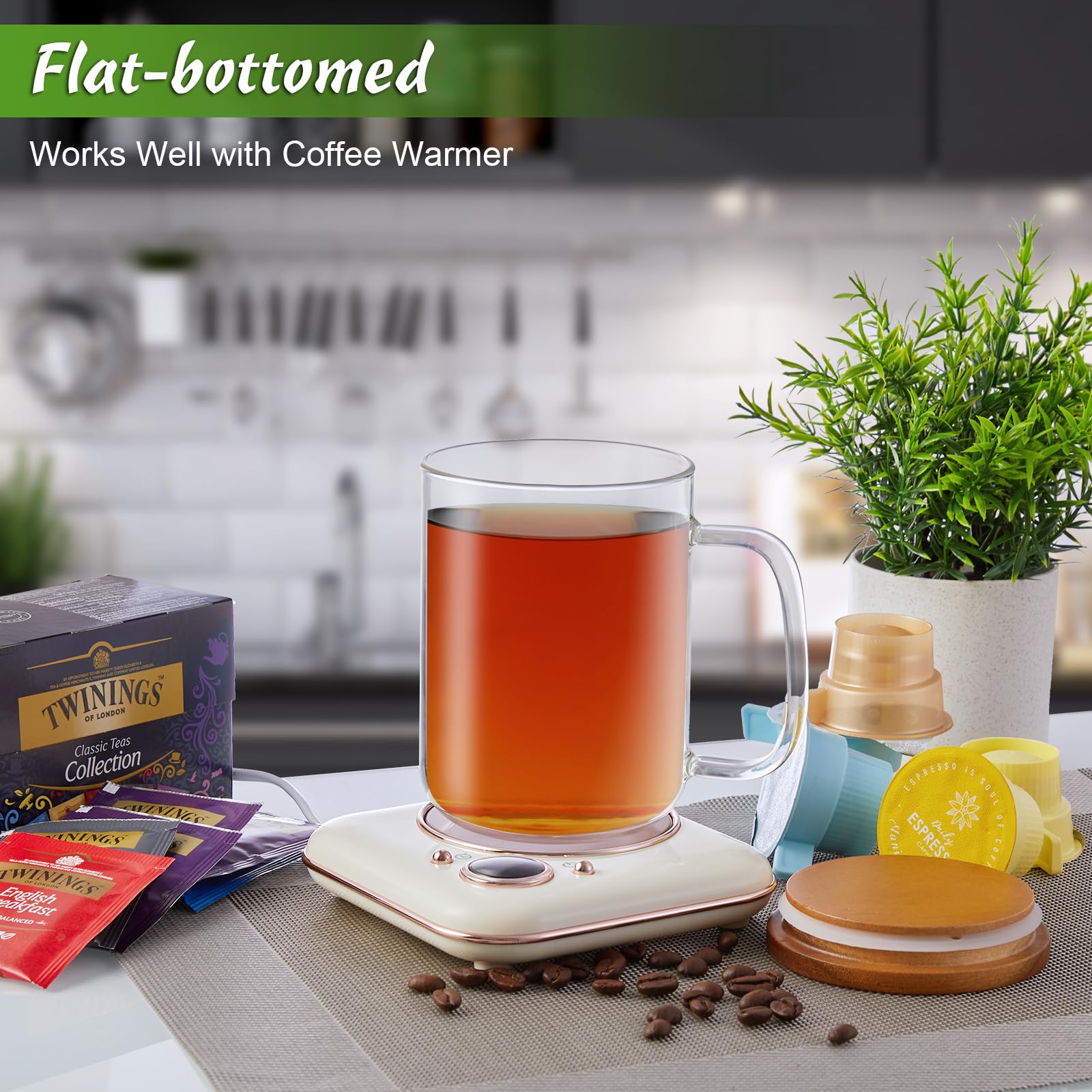 DRASTAR borosilicate glass mug withstands hot and cold drinks with durable clarity.