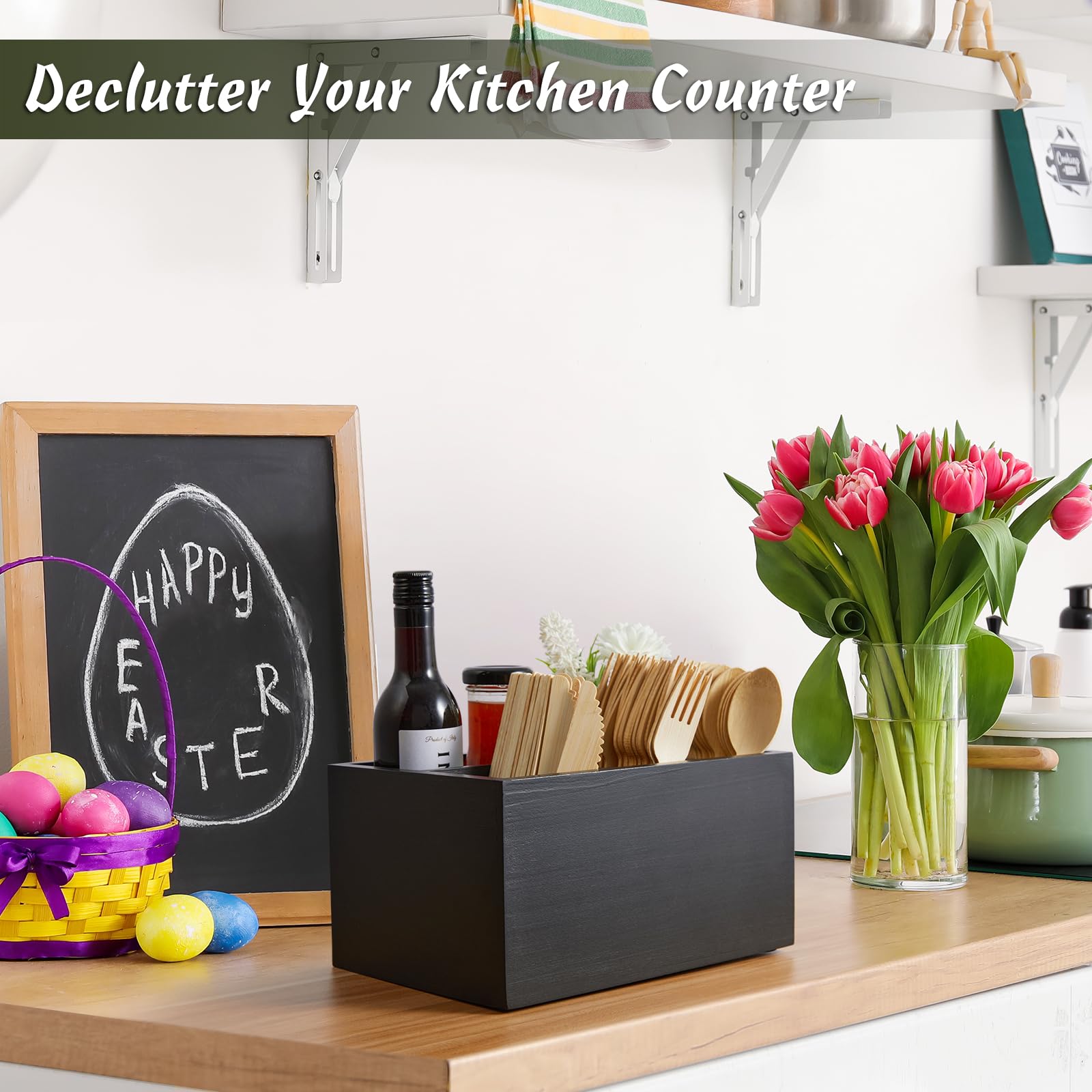 DRASTAR countertop organizer with felt bottom protecting surfaces during service.
