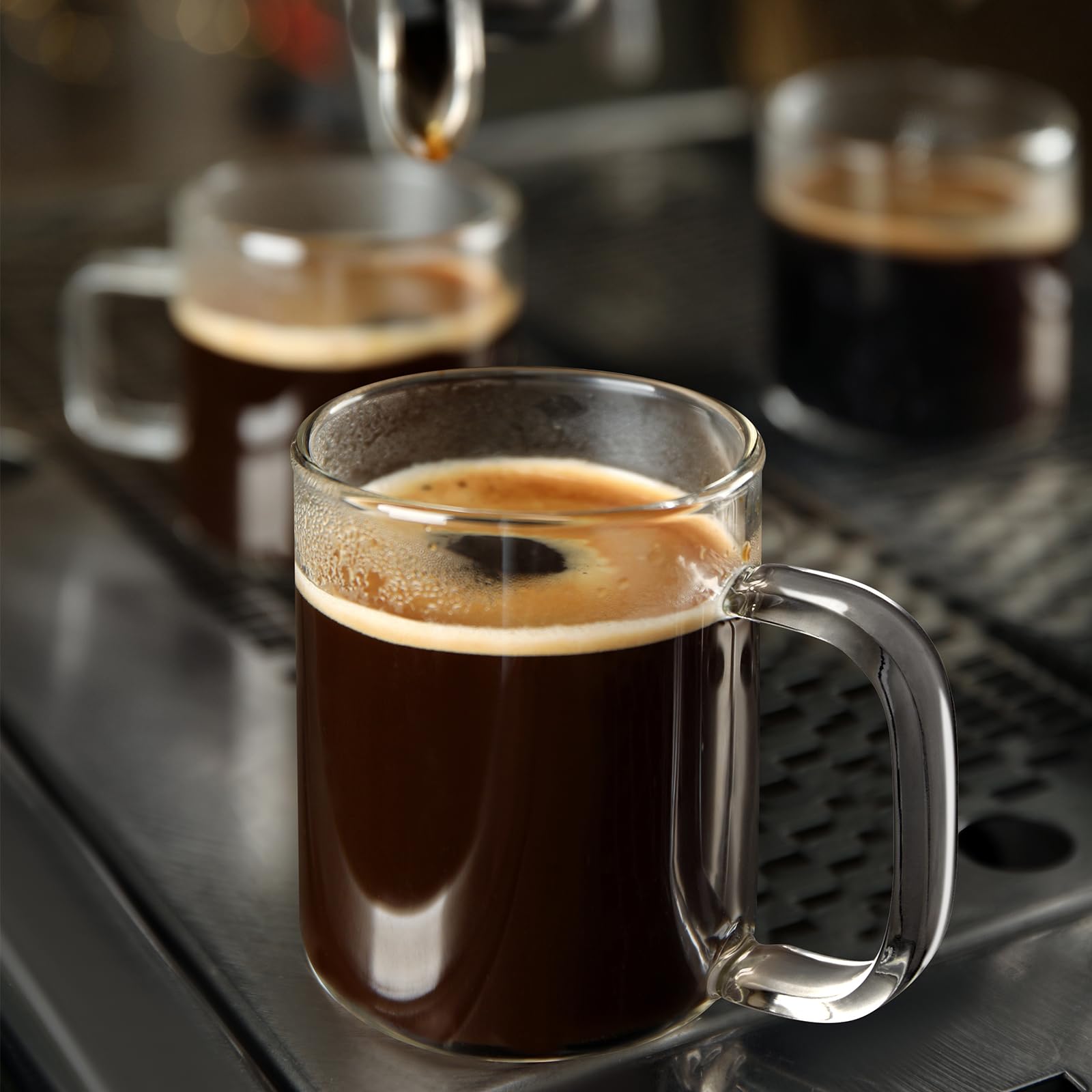 DRASTAR dishwasher-safe glass mug ready for easy cleaning.
