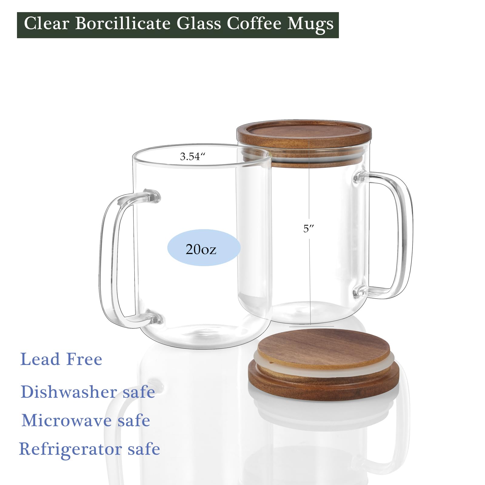 DRASTAR flat-bottom glass mug with thick handle designed for stable placement on warmers.
