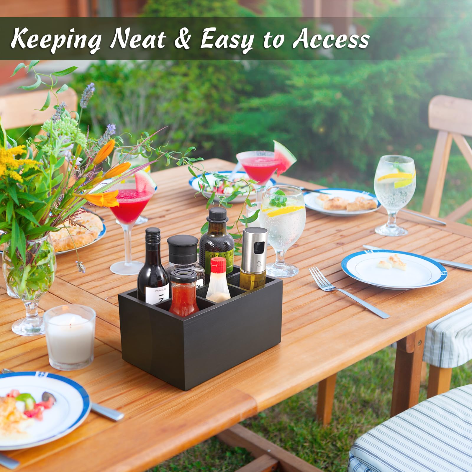 DRASTAR compact four-in-one silverware caddy displaying plates and utensil slots.