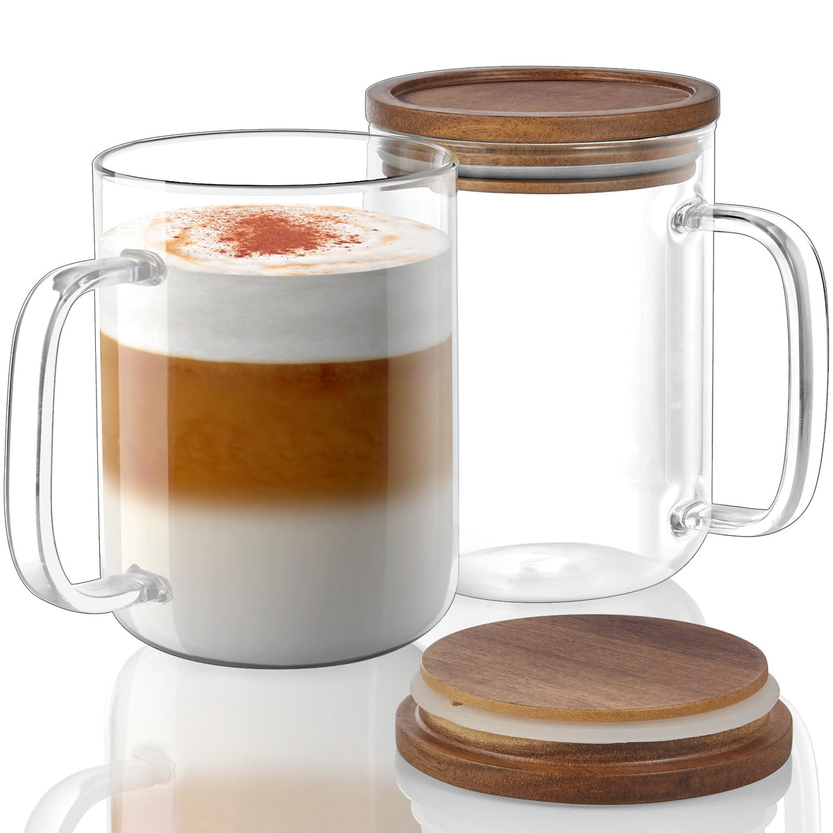 DRASTAR 20 oz glass cup with flat bottom and sturdy handle.