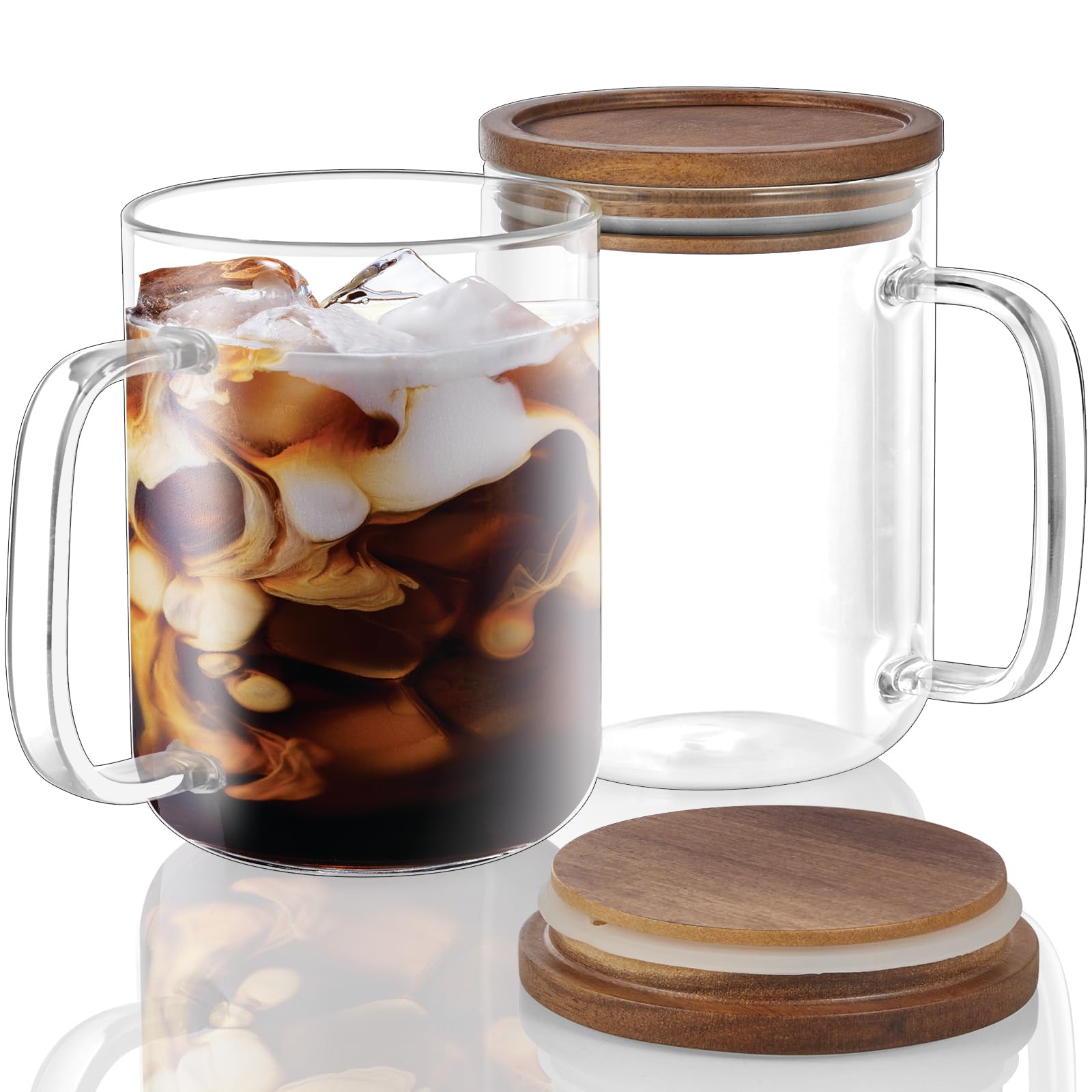 DRASTAR glass coffee mug 20oz shows clear glass and generous capacity for daily refills.
