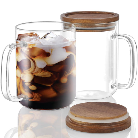 DRASTAR glass coffee mug 20oz shows clear glass and generous capacity for daily refills.