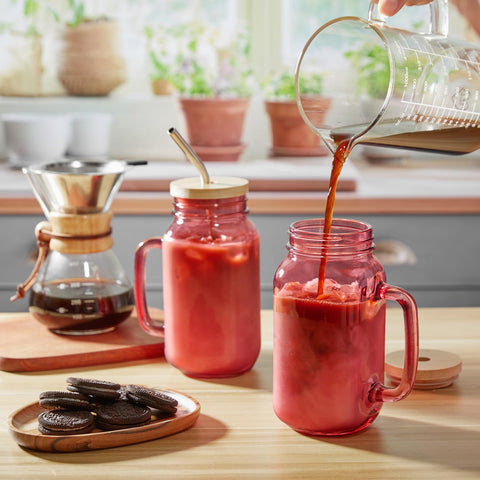 DRASTAR glass cup with handle supports easy handling and refreshing beverages.
