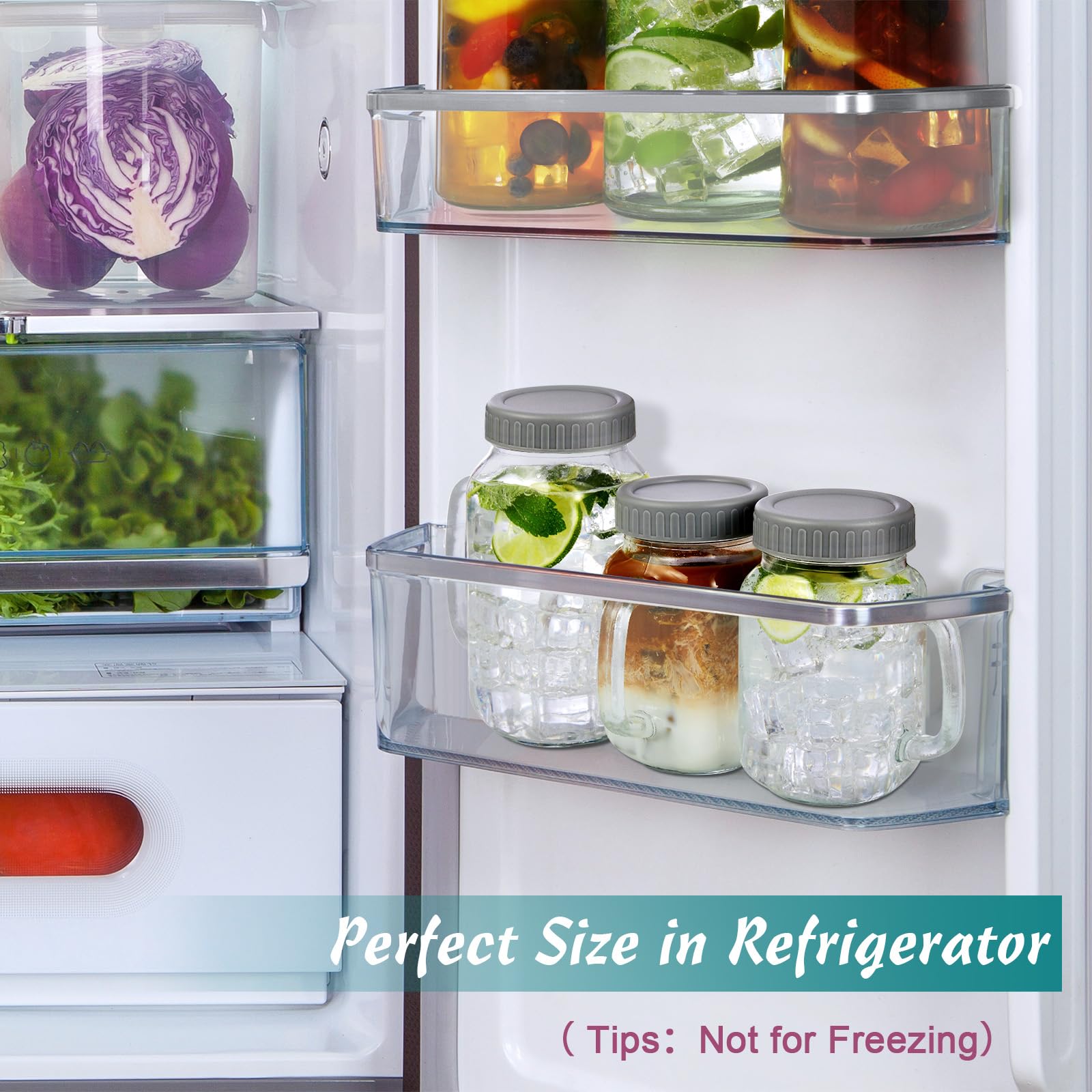 DRASTAR glass cup with handle showcases comfort and sturdy grip for iced beverages.