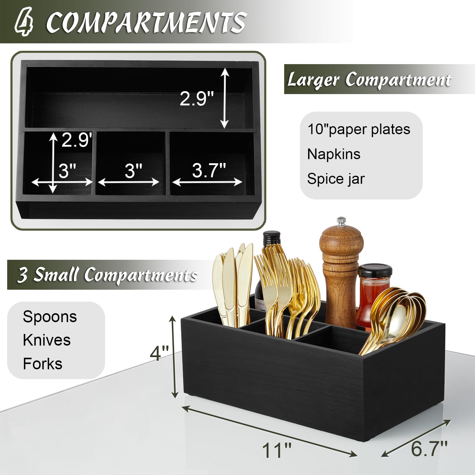 DRASTAR large silverware holder stores forks, knives, and spoons neatly.