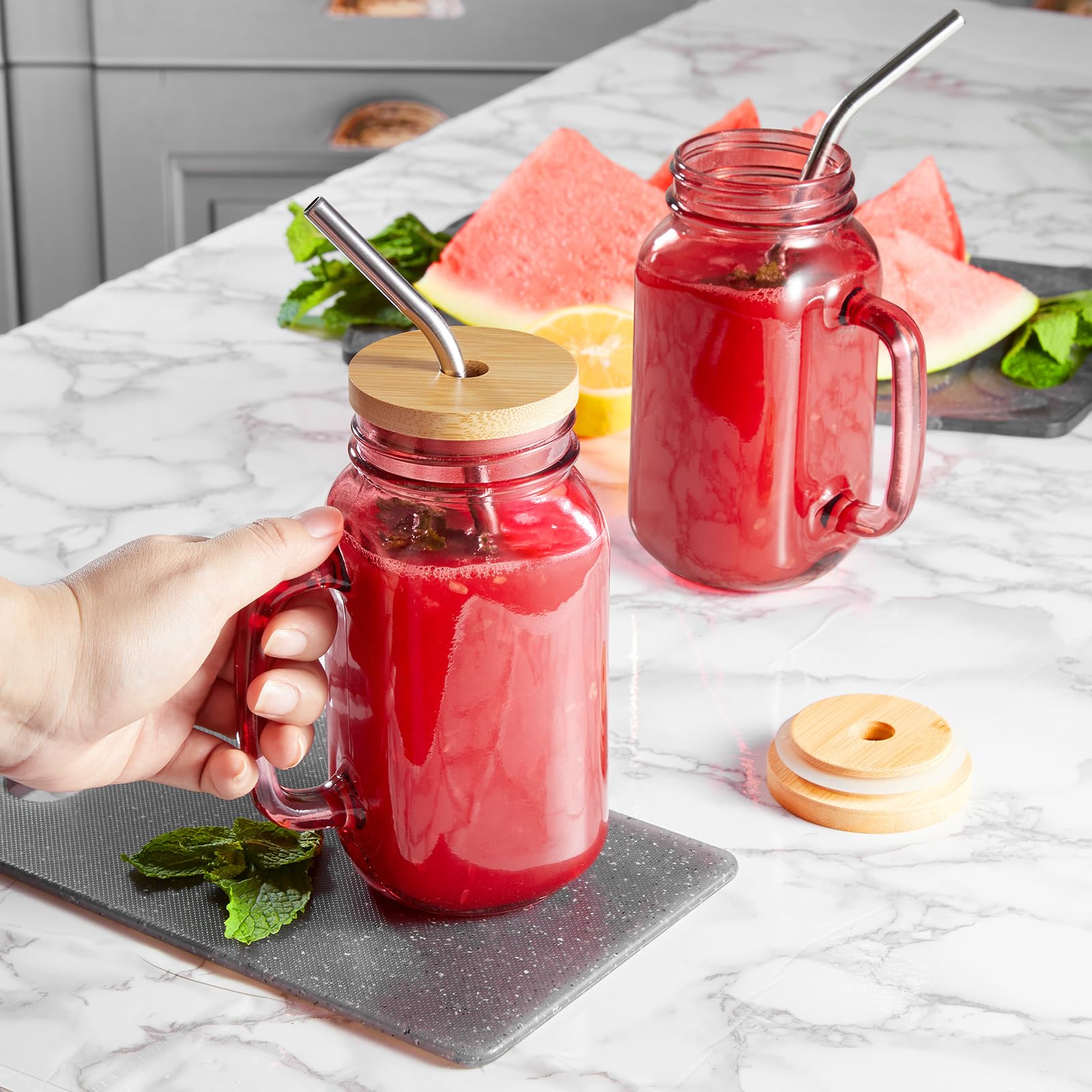 DRASTAR lid and straw set for mason jar, enhancing cold-drink versatility.