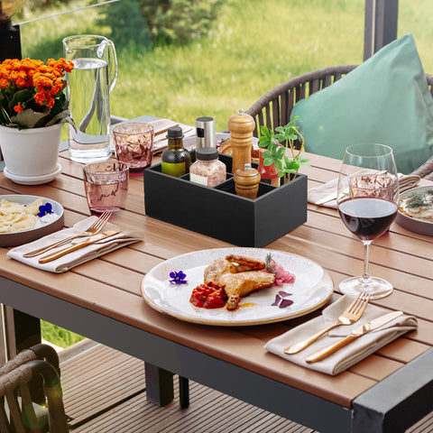 DRASTAR outdoor picnic setup keeps plates and utensils organized outdoors.
